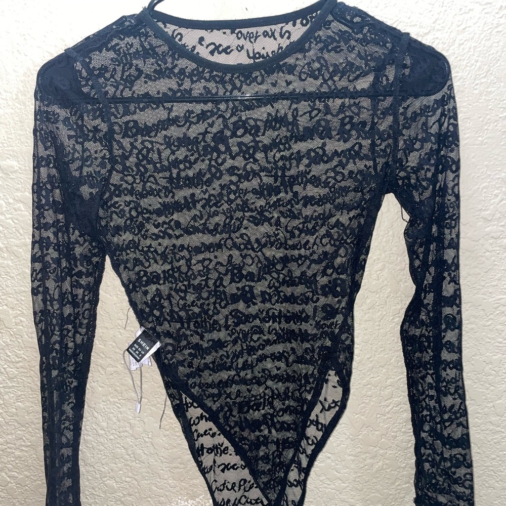 SHEIN Blue Asymmetrical Long Sleeve Bodysuit